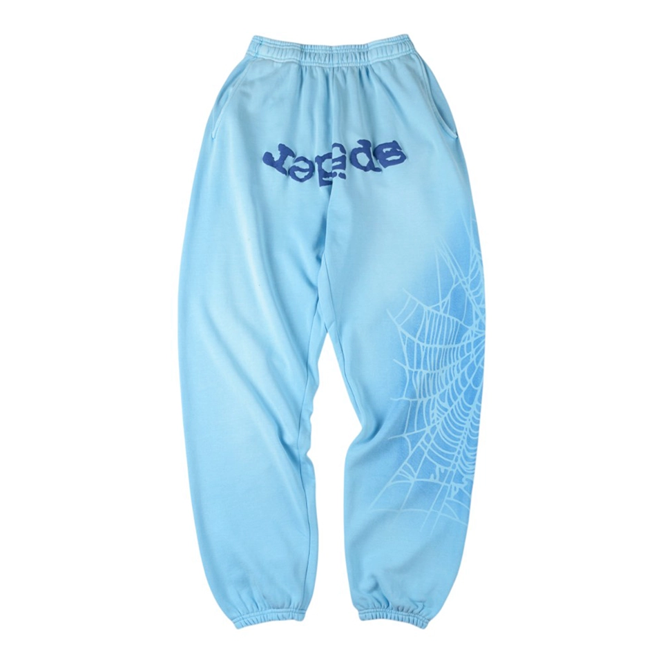 Sp5Der Sky Blue Web Logo Sweatpants