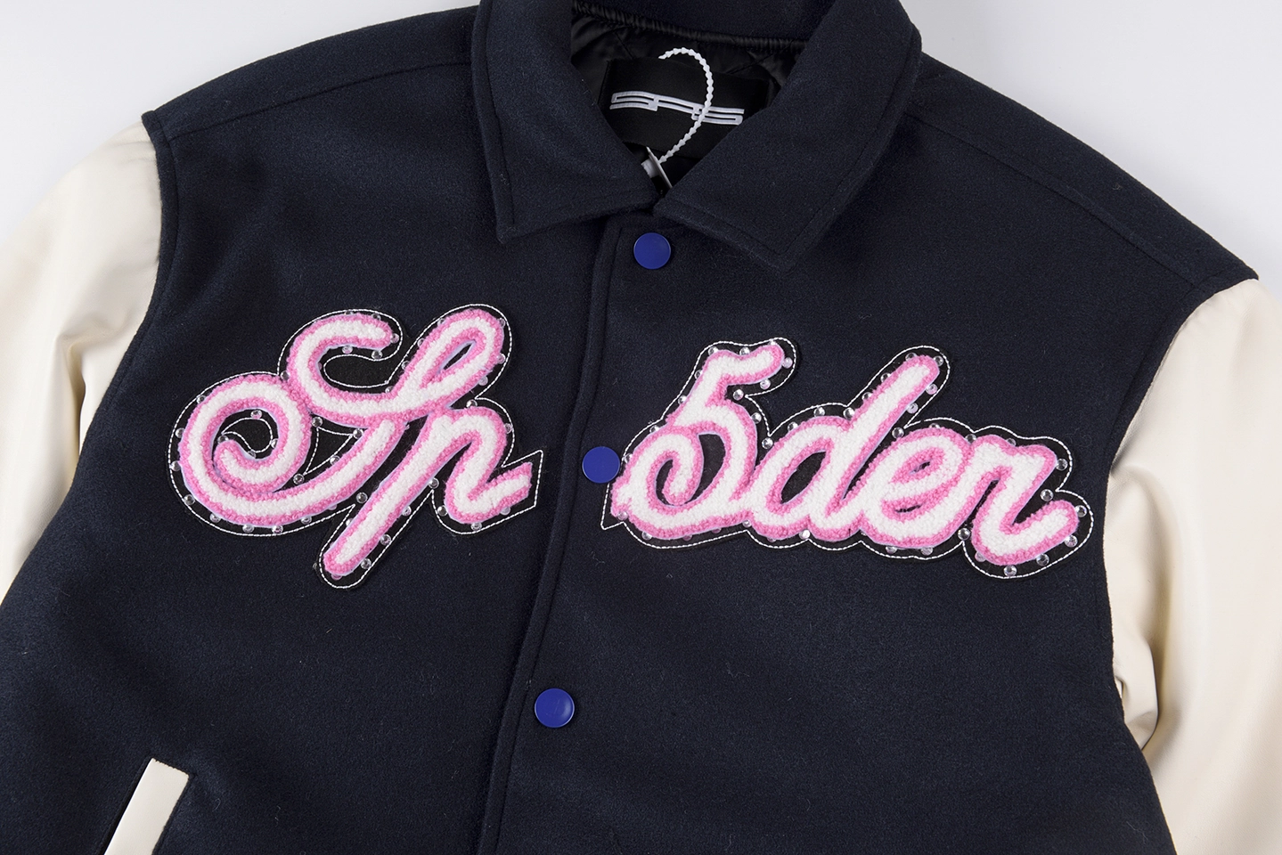 Sp5der-Worldwide-Pink-Logo-Varsity-Jacket8.webp Sp5Der Worldwide Pink Logo Varsity Jacket