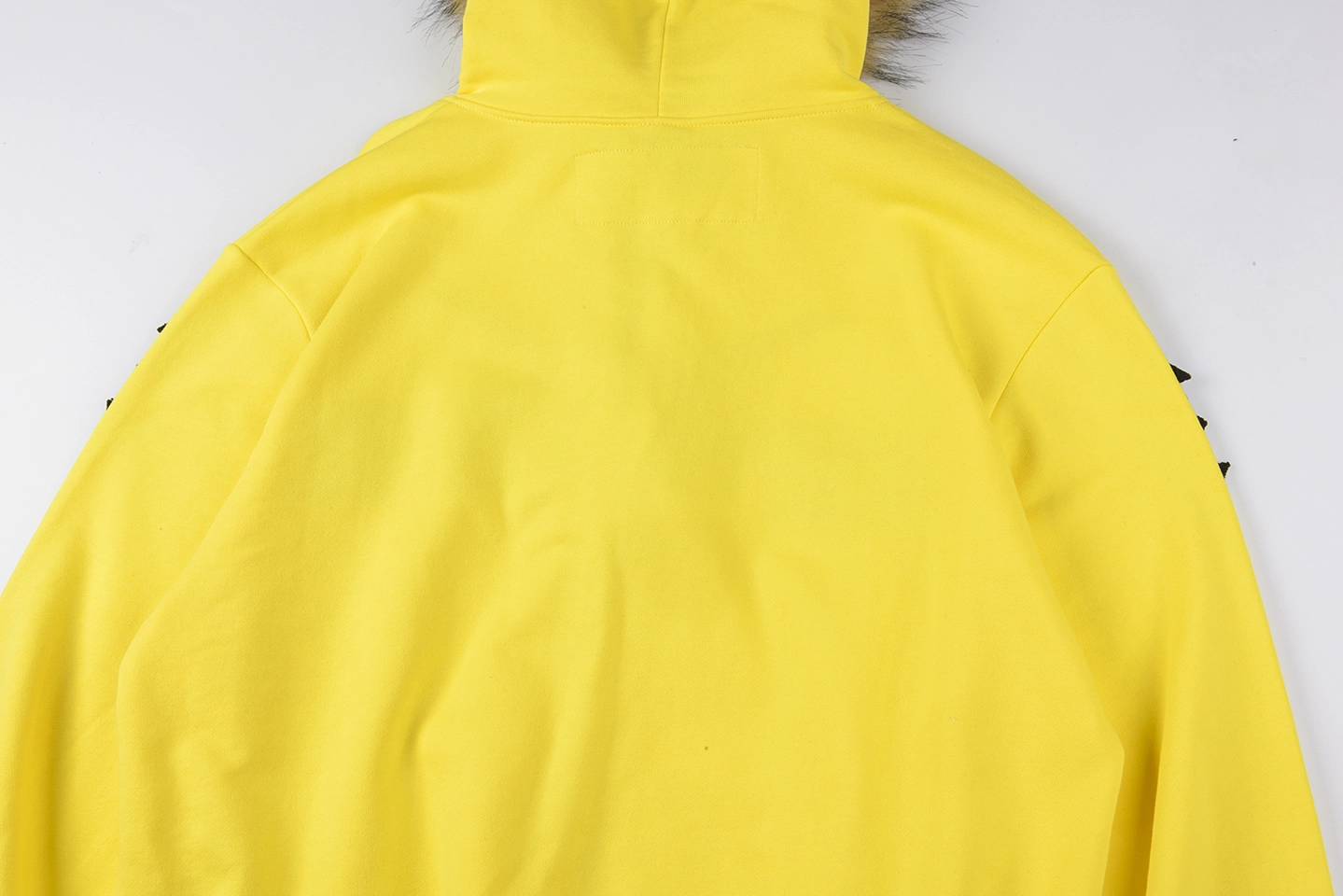 Sp5Der Yellow Fur Hood Logo Zip Hoodie