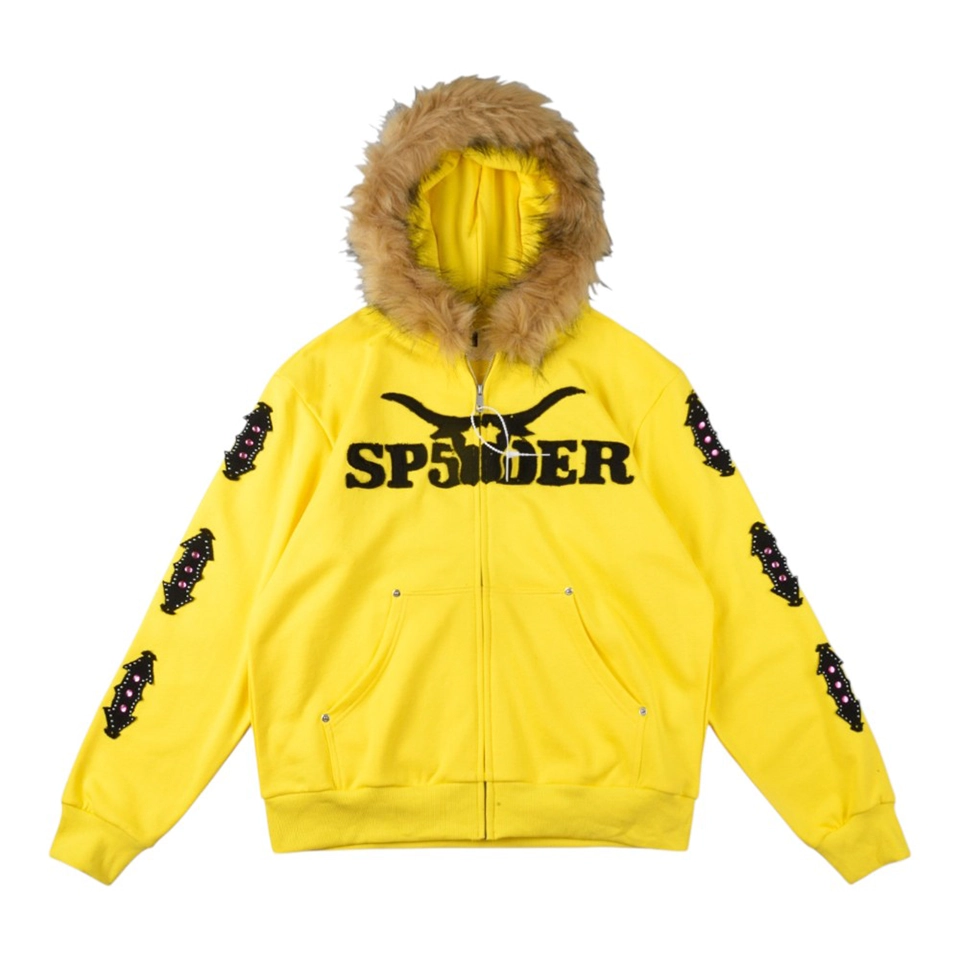 Sp5der-Yellow-Fur-Hood-Logo-Zip-Hoodie4.webp Sp5Der Yellow Fur Hood Logo Zip Hoodie