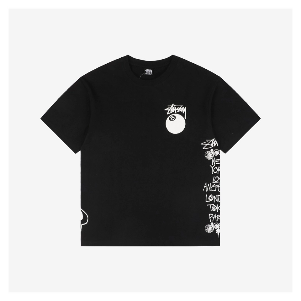 Stussy 8 Ball Skull Graffiti Print T Shirt