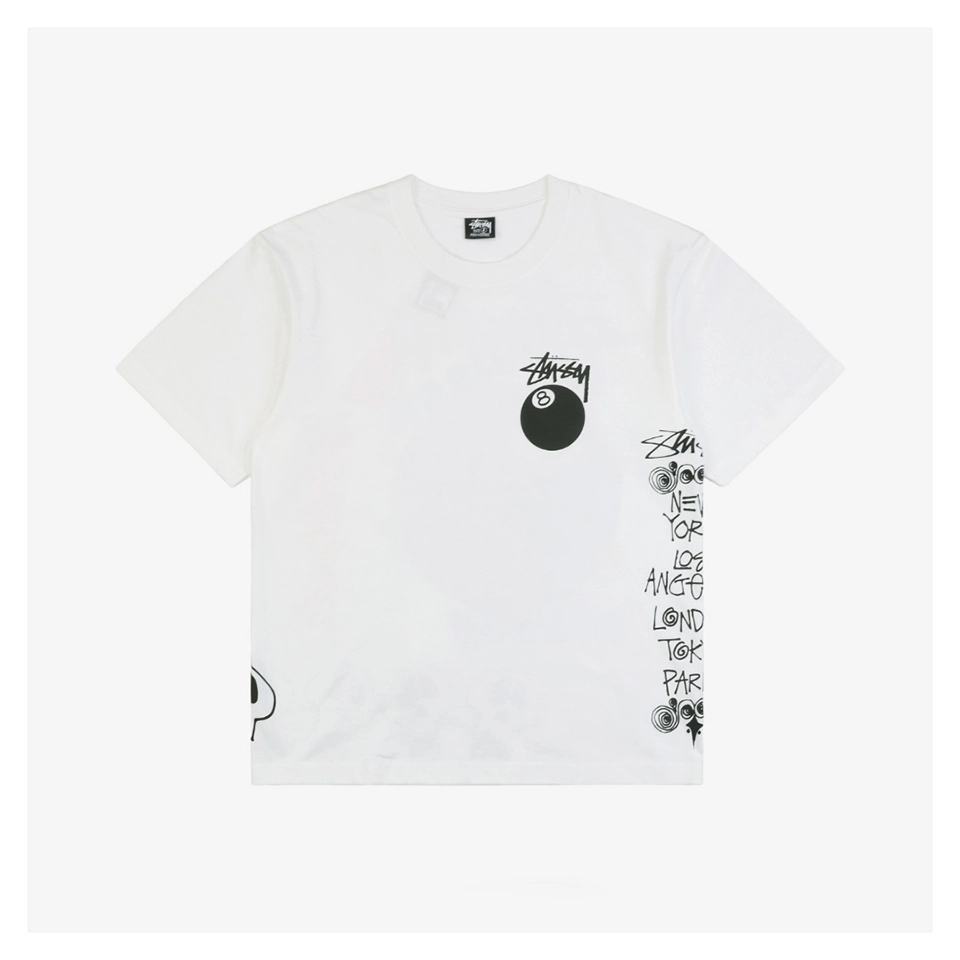 Stussy 8 Ball Skull Graffiti Print T Shirt