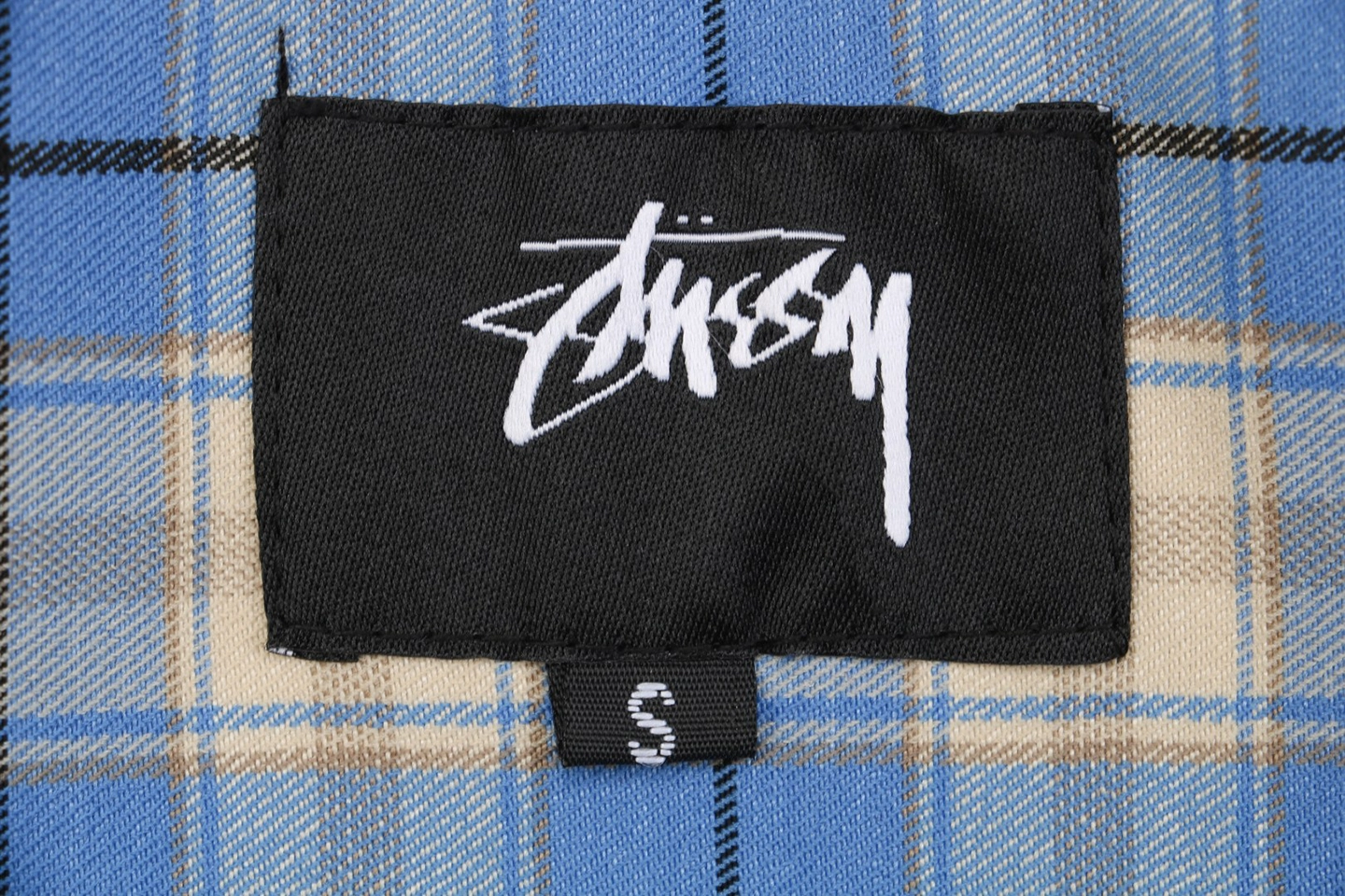 Stussy Blue Plaid Logo Patch Jacket