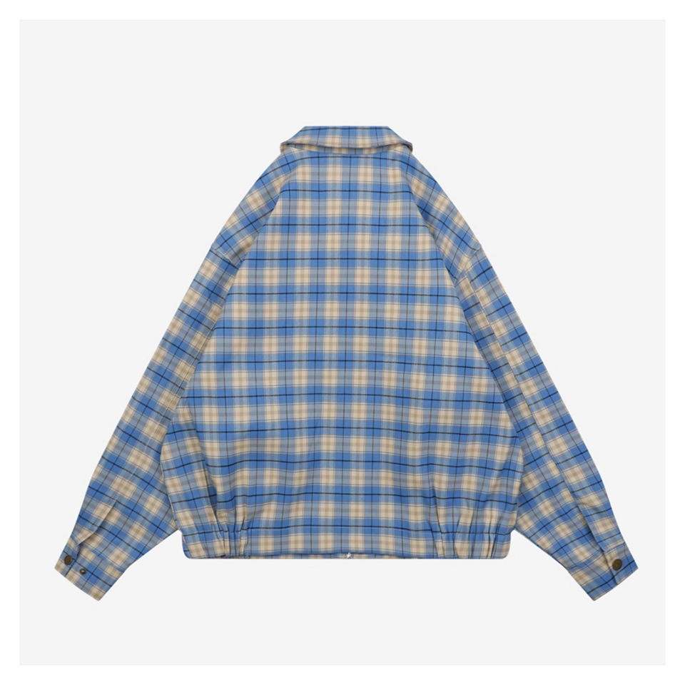 Stussy Blue Plaid Logo Patch Jacket