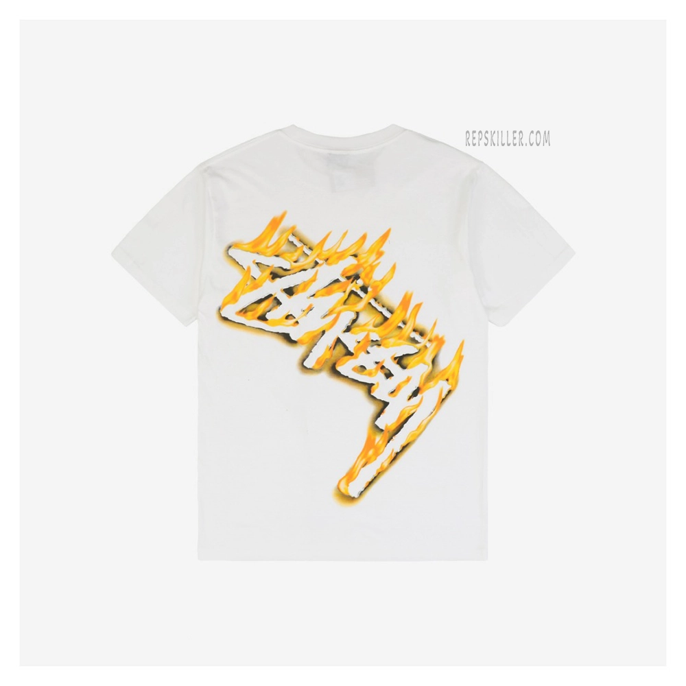 Stussy Flame Graffiti Letter Print T Shirt