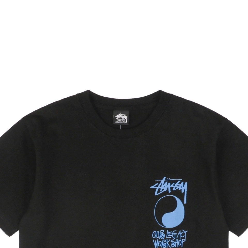 Stussy Yin Yang Graffiti Blue Letter Print T Shirt
