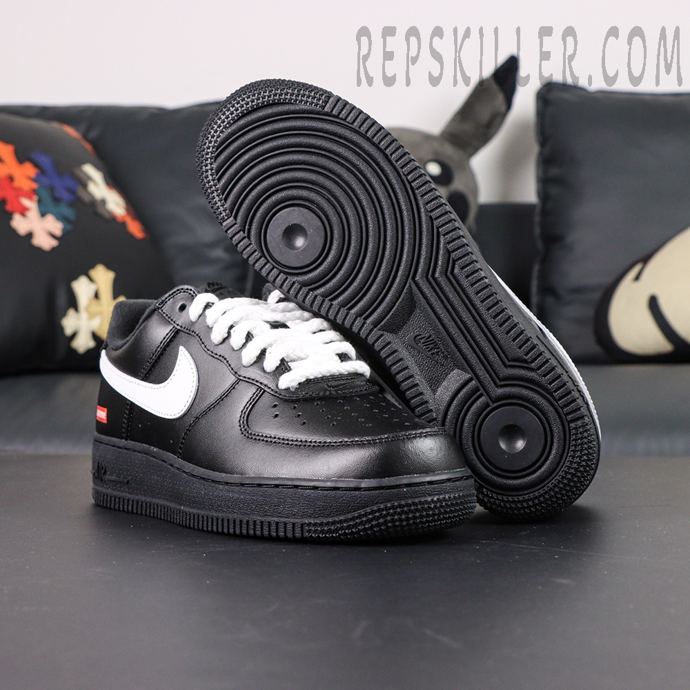 Sup X Air Force 1 Low Box Logo Black White White Laces