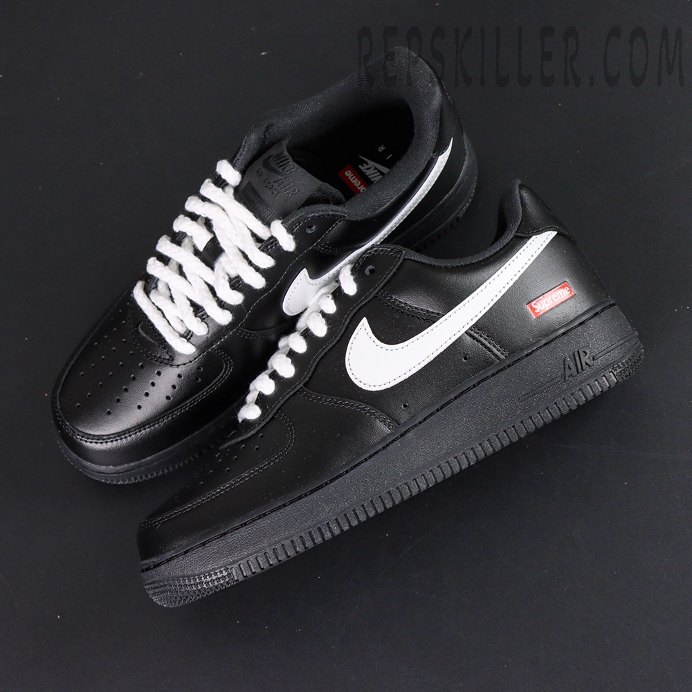 Sup X Air Force 1 Low Box Logo Black White White Laces