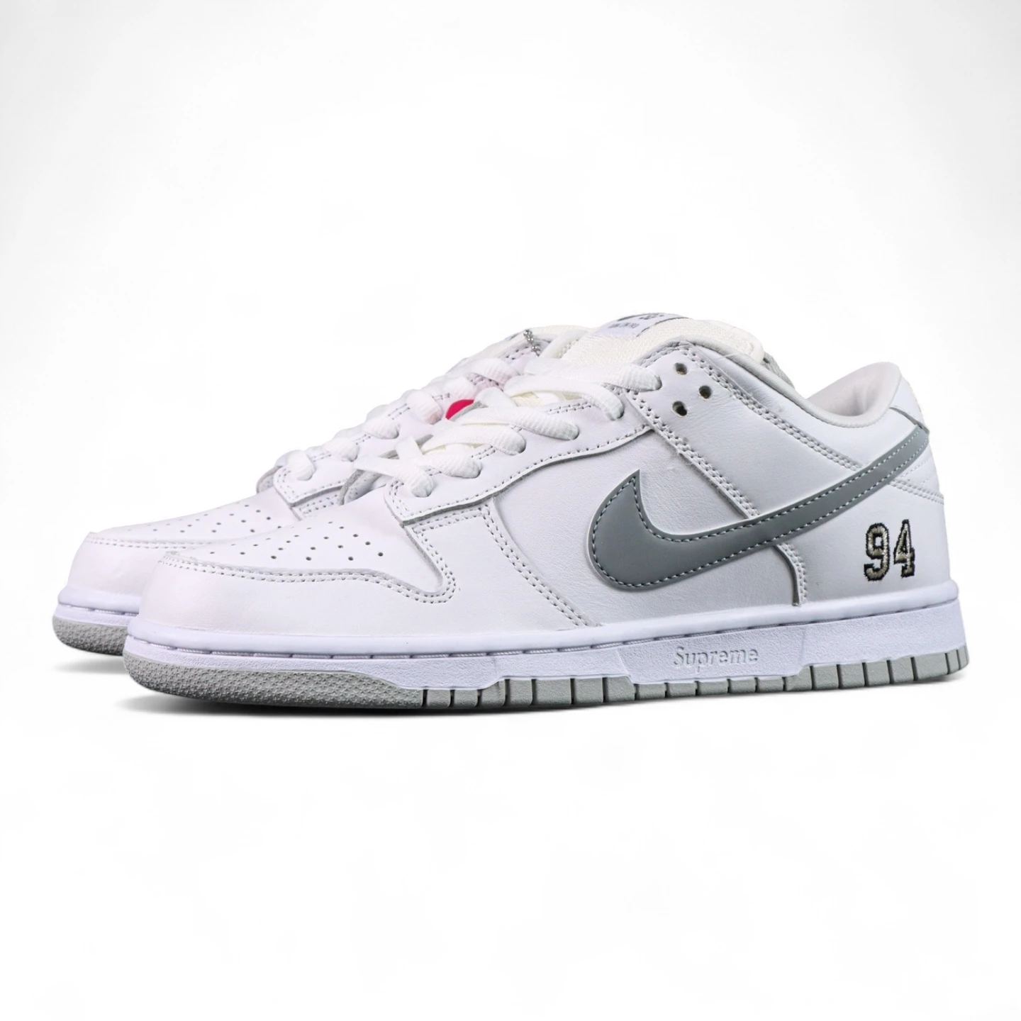 Sup X Dunk Low Sb White Metallic Silver