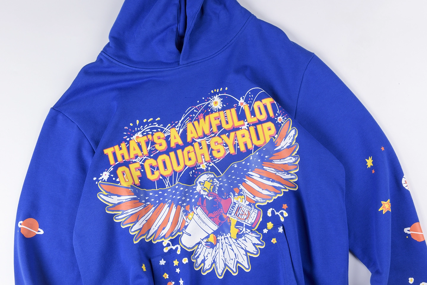 Thats A Awful Lot Of Cough Syrup Space Eagle Blue Hoodie