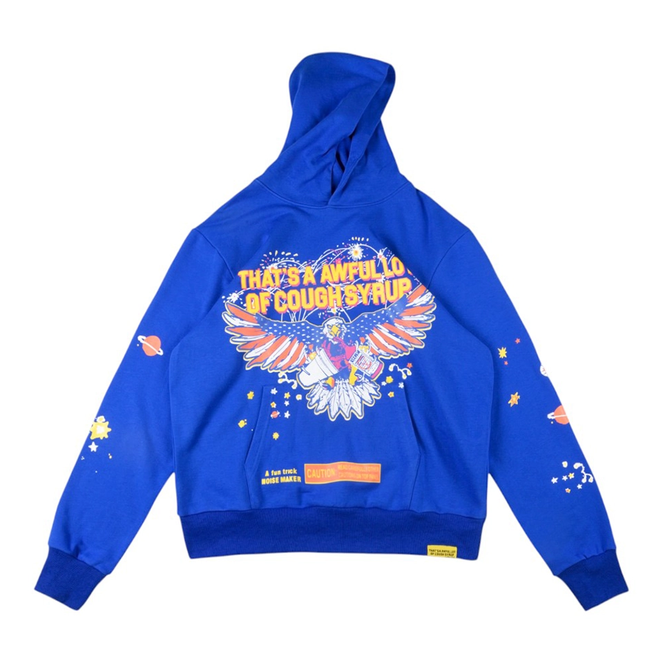 Thats A Awful Lot Of Cough Syrup Space Eagle Blue Hoodie