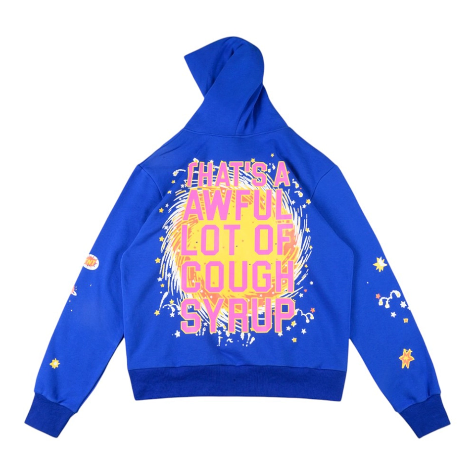 Thats A Awful Lot Of Cough Syrup Space Eagle Blue Hoodie