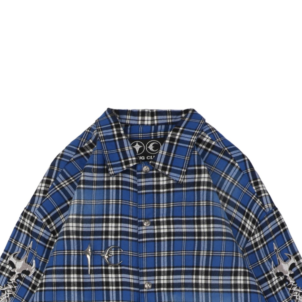 Thug Club Sword Embroidery Plaid Shirt Jacket