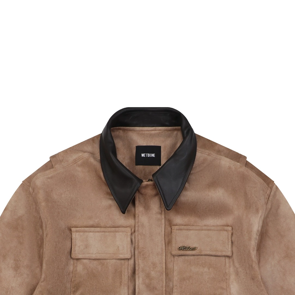We11Done Faux Suede Leather Collar Padded Jacket