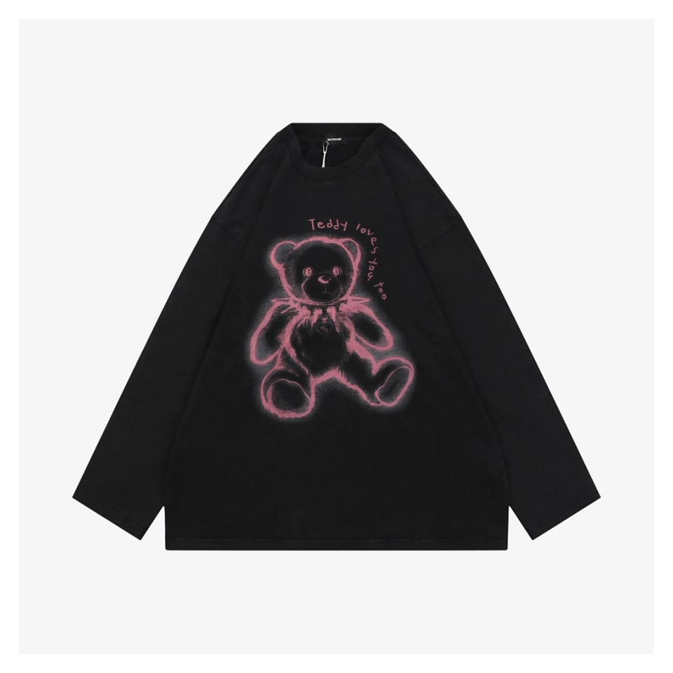 We11Done Neon Outline Teddy Bear Washed Shirt