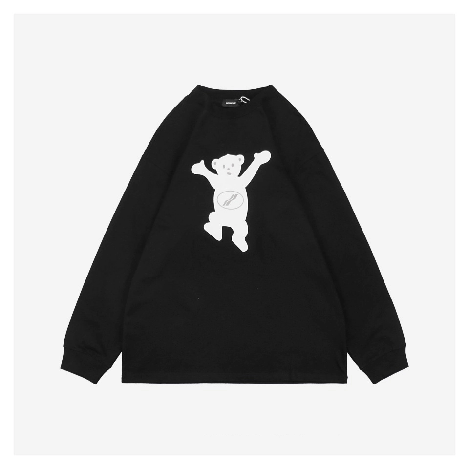We11done-Raised-Hands-Bear-Print-Long-Sleeve-Shirt-Black1.jpeg.webp We11Done Raised Hands Bear Print Shirt