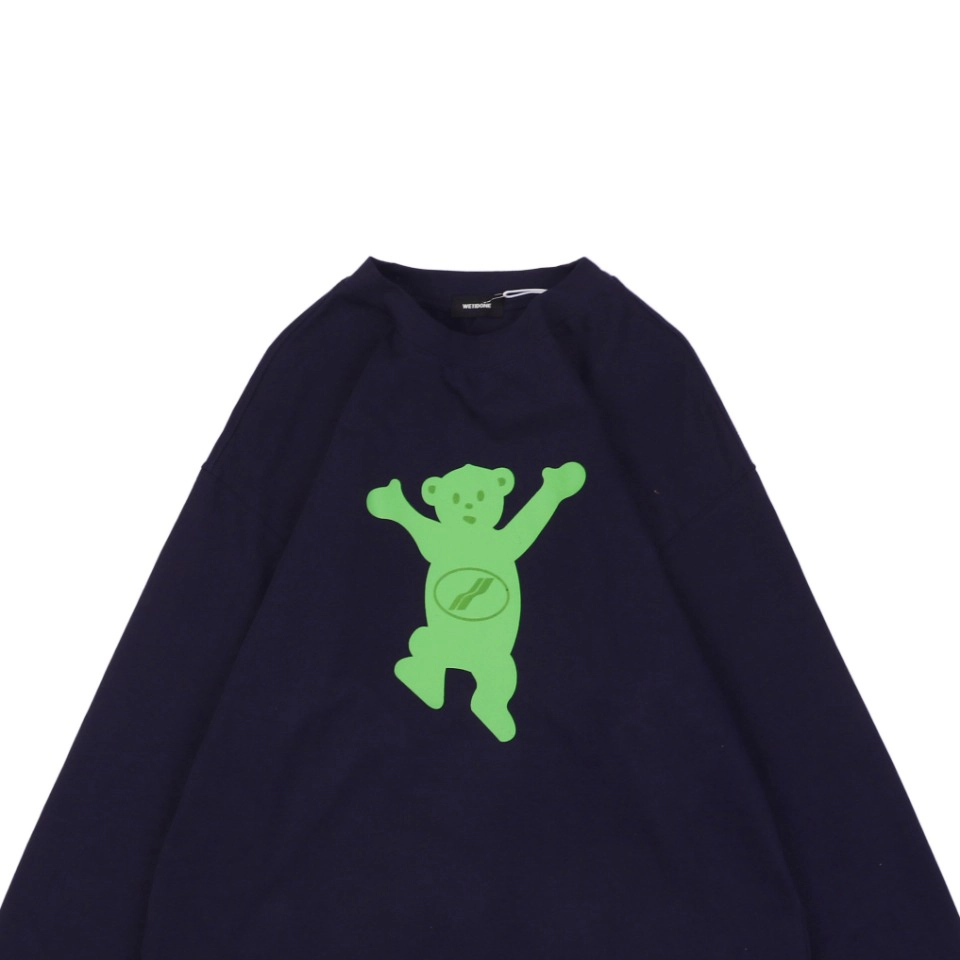 We11Done Raised Hands Bear Print Long Sleeve Shirt Navy