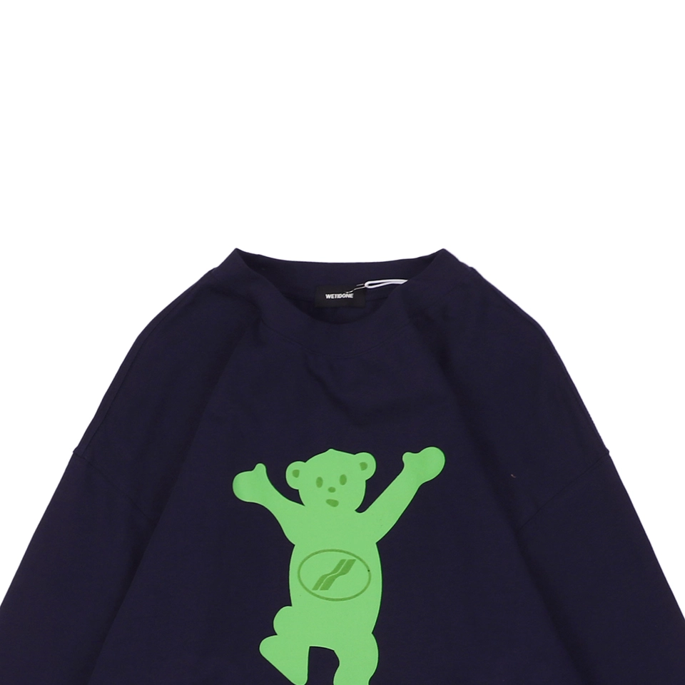 We11Done Raised Hands Bear Print Long Sleeve Shirt Navy