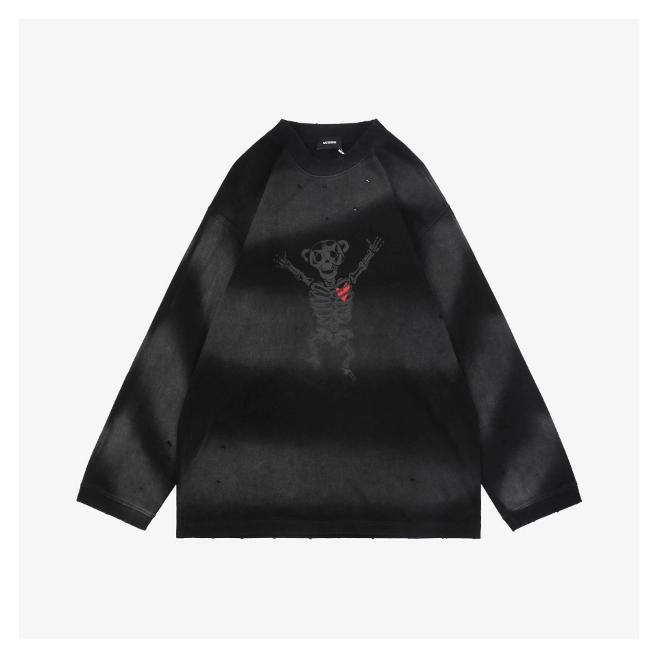 We11Done Skeleton Raised Hands Bear Print Long Sleeve Shirt