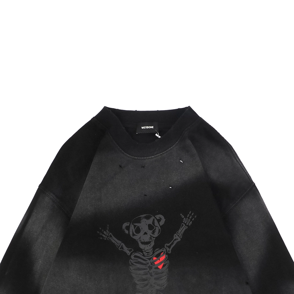 We11Done Skeleton Raised Hands Bear Print Long Sleeve Shirt