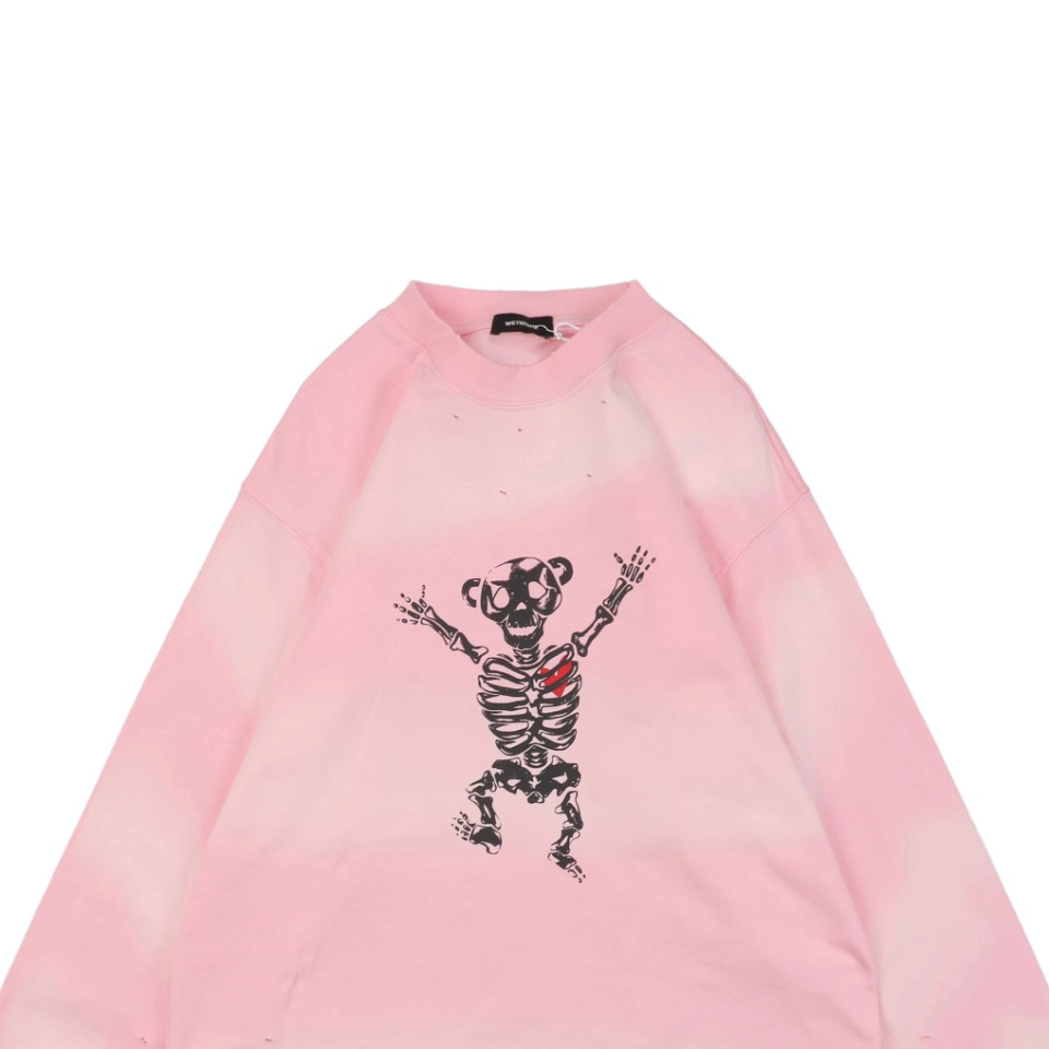 We11Done Skeleton Raised Hands Bear Print Shirt Pink