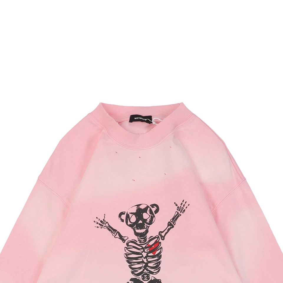 We11Done Skeleton Raised Hands Bear Print Shirt Pink