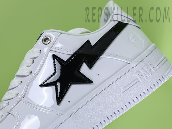 A Bathing Ape Bapesta M2 White Patent Leather Low Sneakers