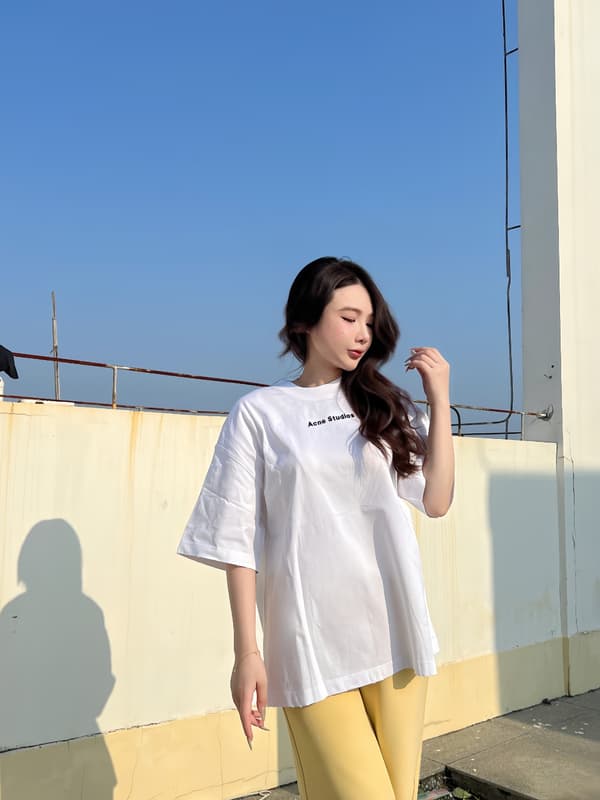 Acne Studios Back 1996 Silicone Letter Print Short Sleeve Shirt White