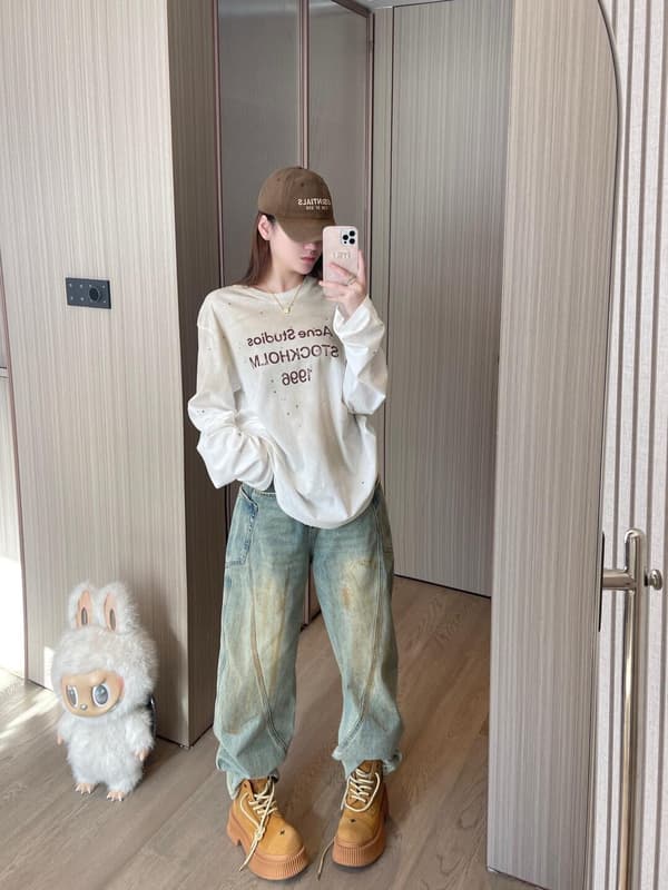 Acne Studios Distressed 1996 Rhinestone Lettering Shirt – Image 4 Acne Studios Distressed 1996 Rhinestone Lettering Shirt