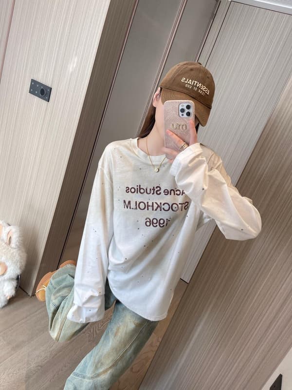 Acne Studios Distressed 1996 Rhinestone Lettering Shirt – Image 5 Acne Studios Distressed 1996 Rhinestone Lettering Shirt