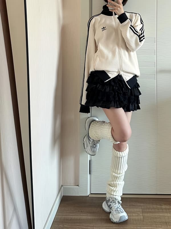 Adidas Trefoil Waffle Textured Jacket White – Image 2 Adidas Trefoil Waffle Textured Jacket White