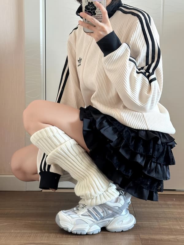 Adidas Trefoil Waffle Textured Jacket White – Image 3 Adidas Trefoil Waffle Textured Jacket White