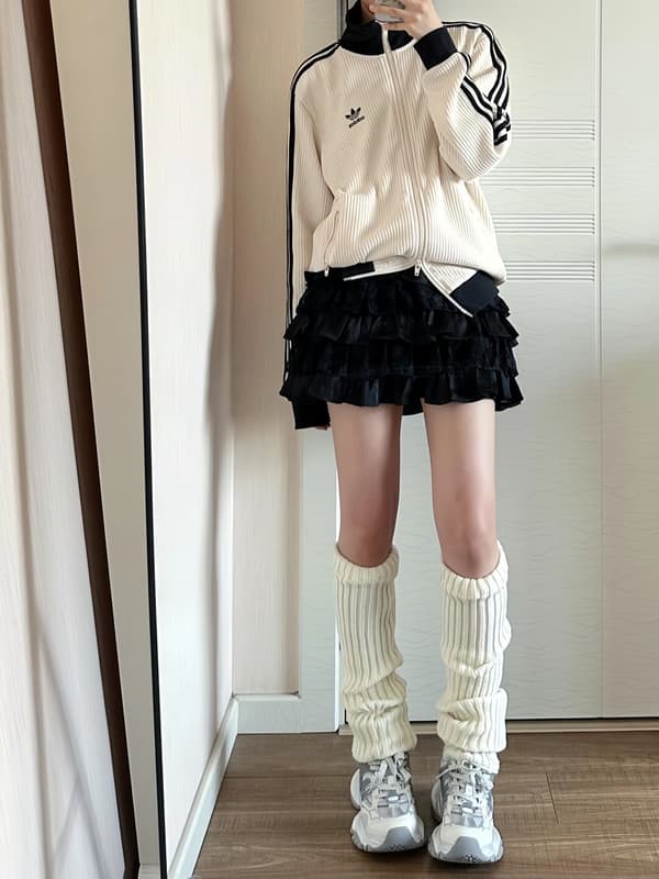 Adidas Trefoil Waffle Textured Jacket White – Image 4 Adidas Trefoil Waffle Textured Jacket White
