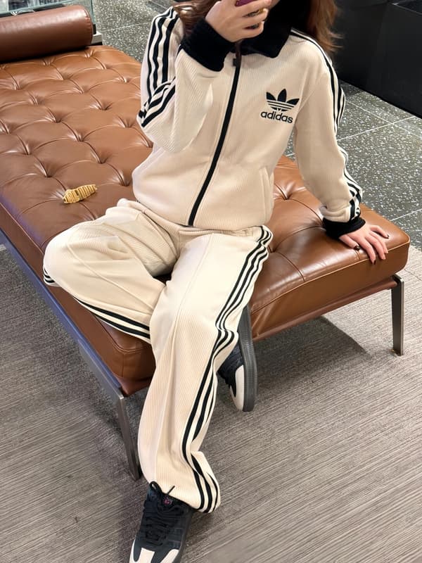 Adidas Trefoil Waffle Textured Track Pants White – Image 3 Adidas Trefoil Waffle Textured Track Pants White