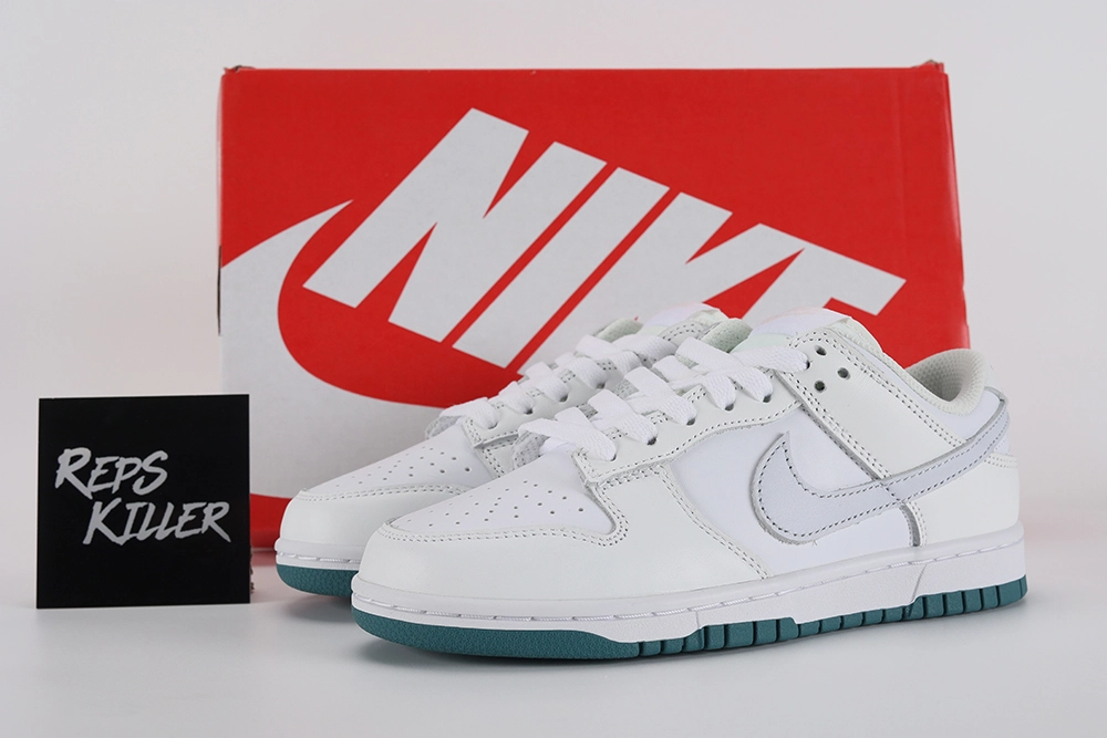Dunk Low Gs White Grey Teal – Image 1 dunk-low-gs-'white-grey-teal'-replica