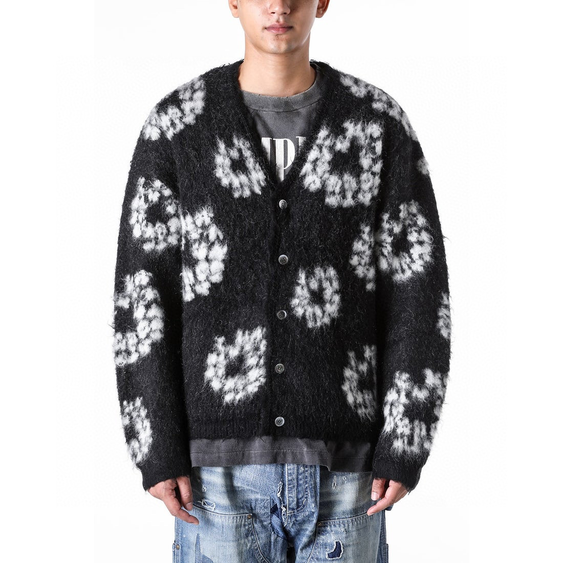 Saint Michael Cotton Pattern Cardigan Sweater &ndash; Image 3