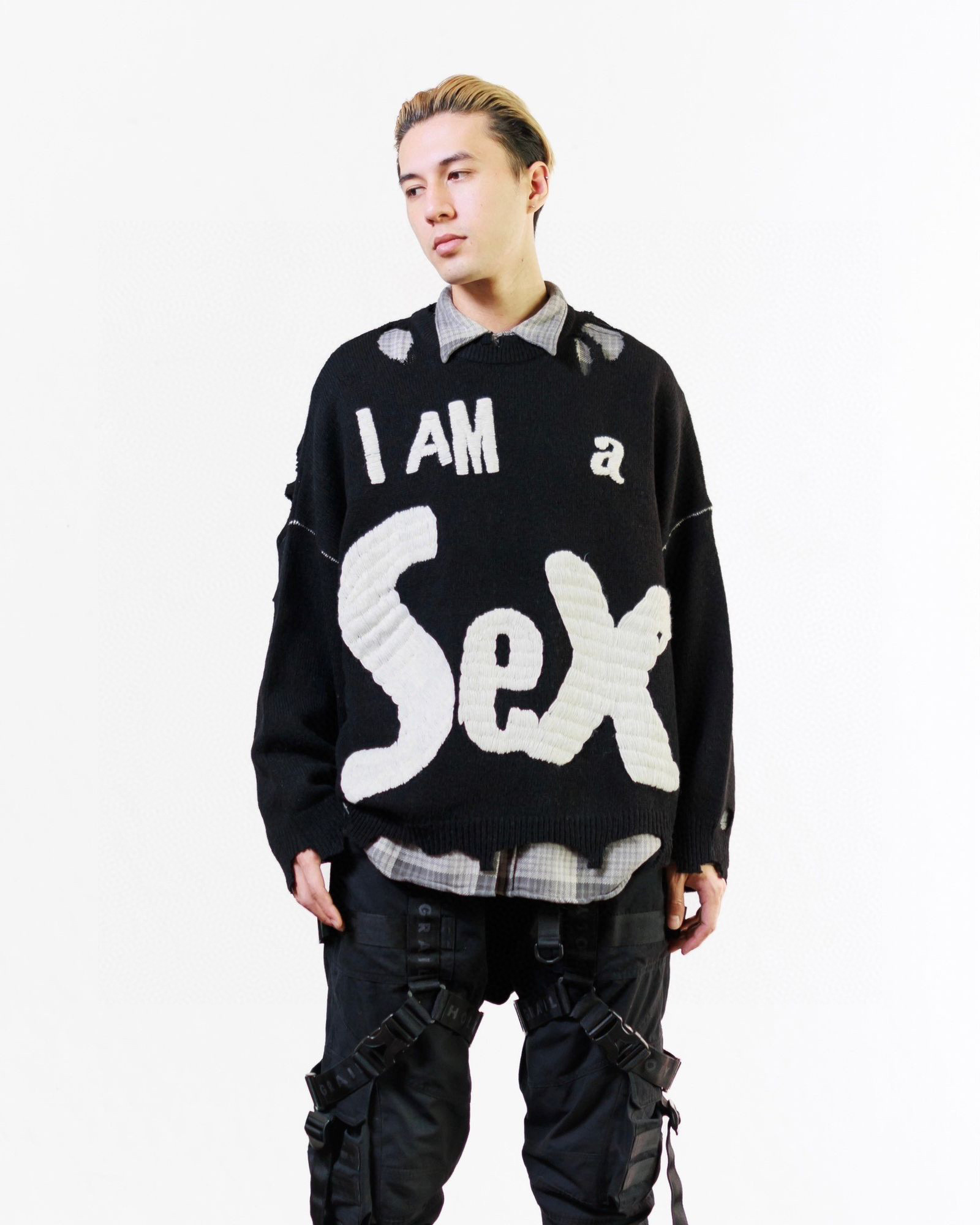 Saint Michael Sex Hand Embroidered Crewneck Sweater – Image 5 Saint Michael Sex Hand Embroidered Crewneck Sweater – Image 5