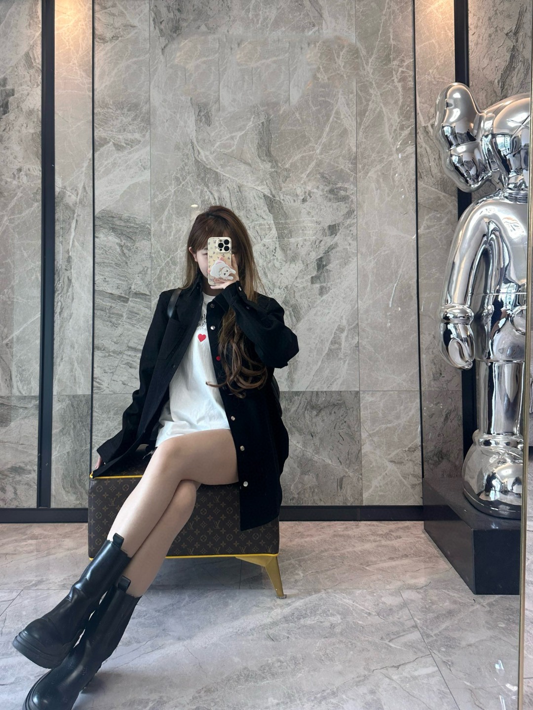 Red Button G Letter Rhinestone Embellished Long Sleeve Shirt – Image 9 Red Button G Letter Rhinestone Embellished Long Sleeve Shirt – Image 9