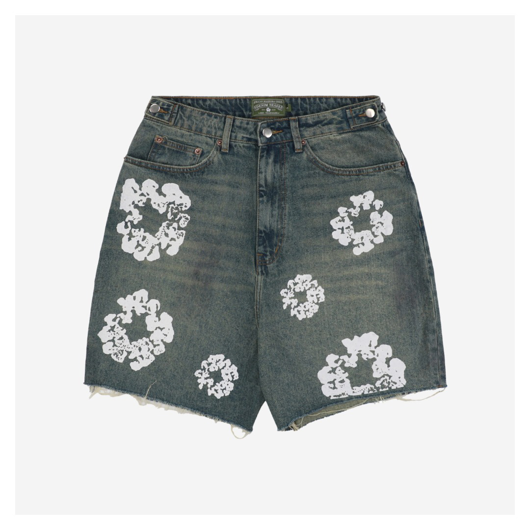 img_30bf4b5b_20250401_o_1inn1f1dn1nm56n916e5af3b4k15.jpeg.jpg Denim Tears Cotton Flower Print Mud Dyed Distressed Denim Shorts