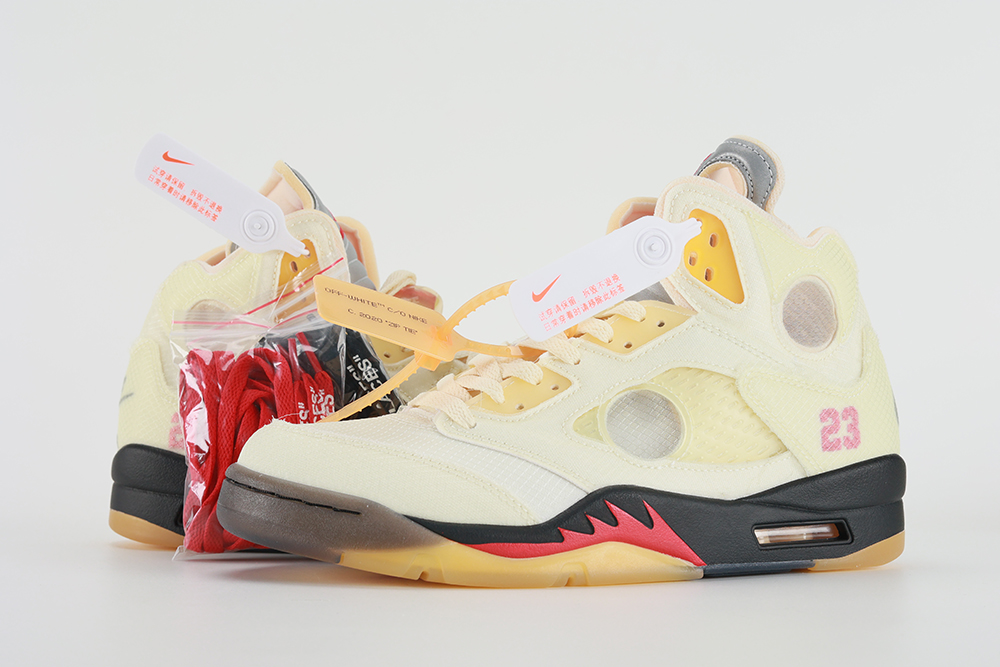 Off White X Air Jordan 5 Sp Sail Replica – Image 2 Off-White x Air Jordan 5 SP 'Sail' Replica
