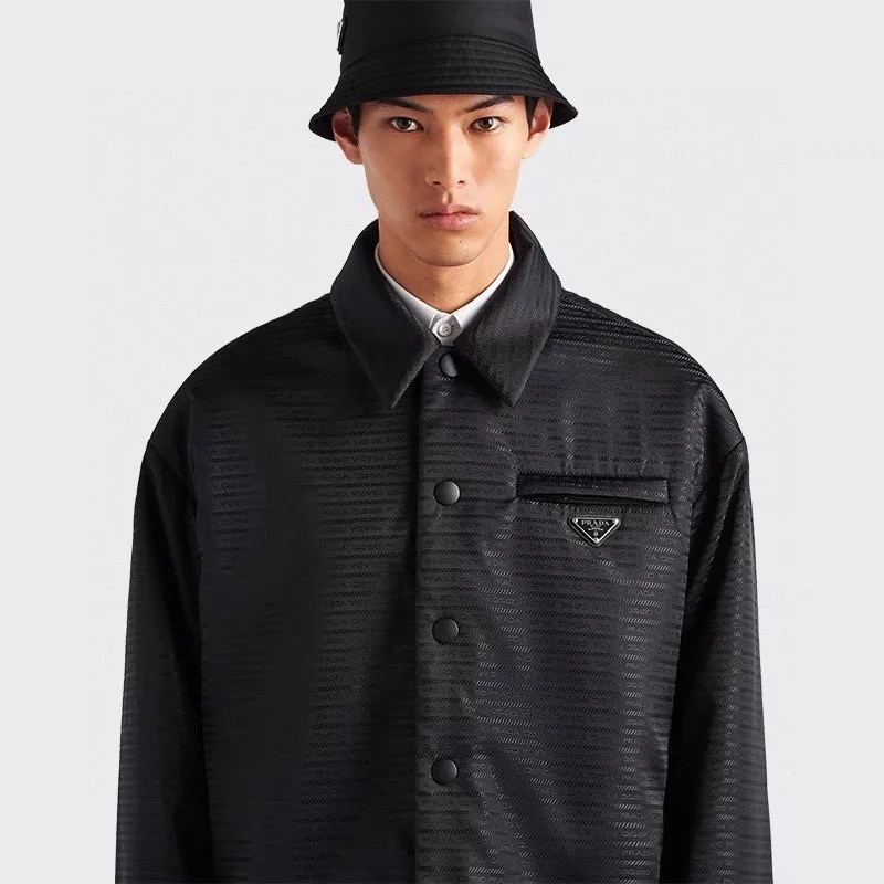 Pd Triangle Logo Jacquard Cotton Puffer Jacket &ndash; Image 1