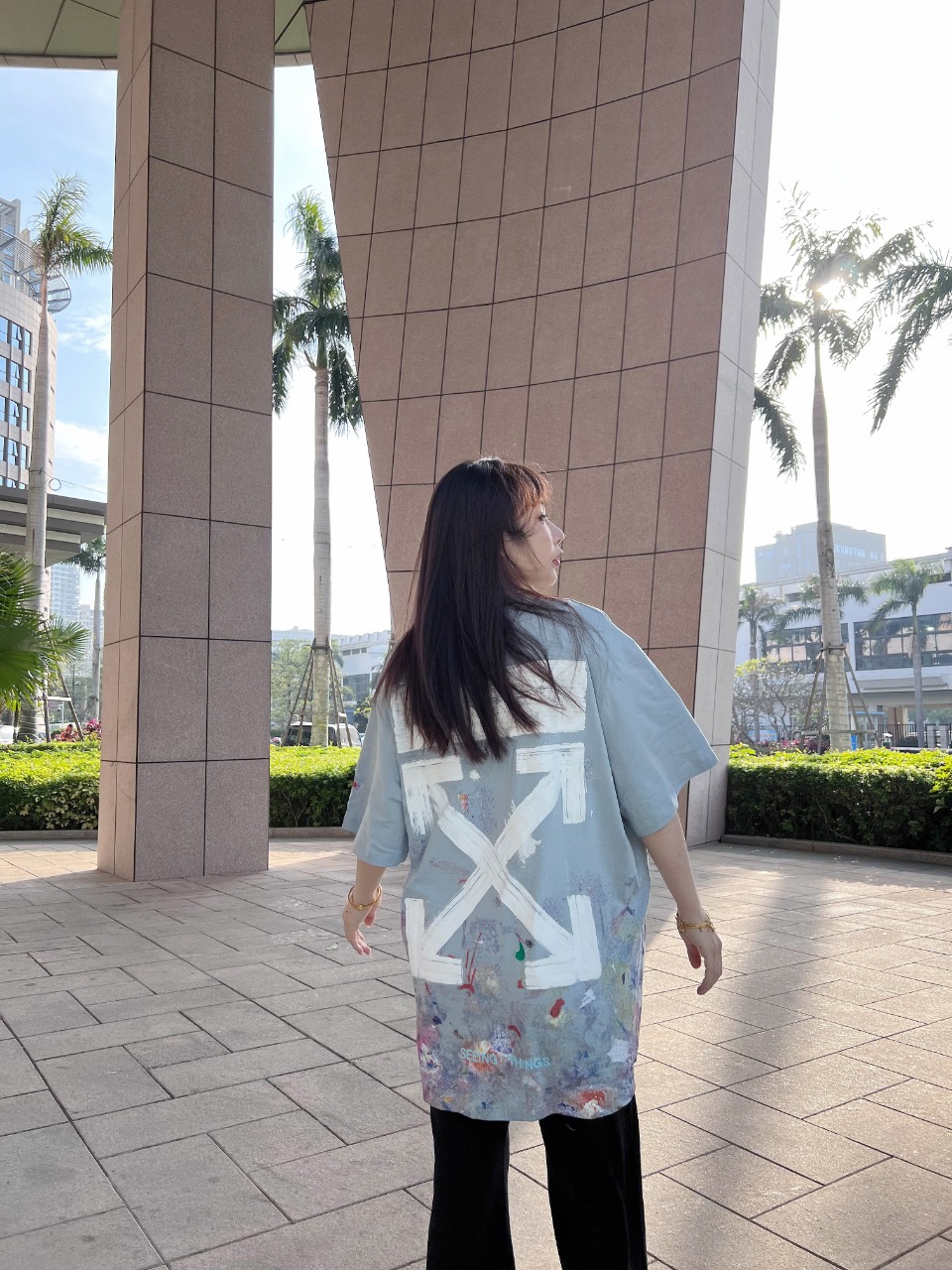 Off White C O Virgil Galaxy Fireworks Splatter Arrows Print Short Sleeve T Shirt &ndash; Image 3