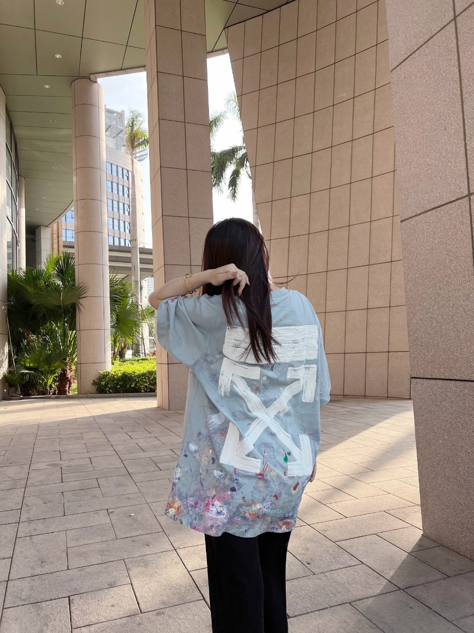 Off White C O Virgil Galaxy Fireworks Splatter Arrows Print Short Sleeve T Shirt &ndash; Image 6