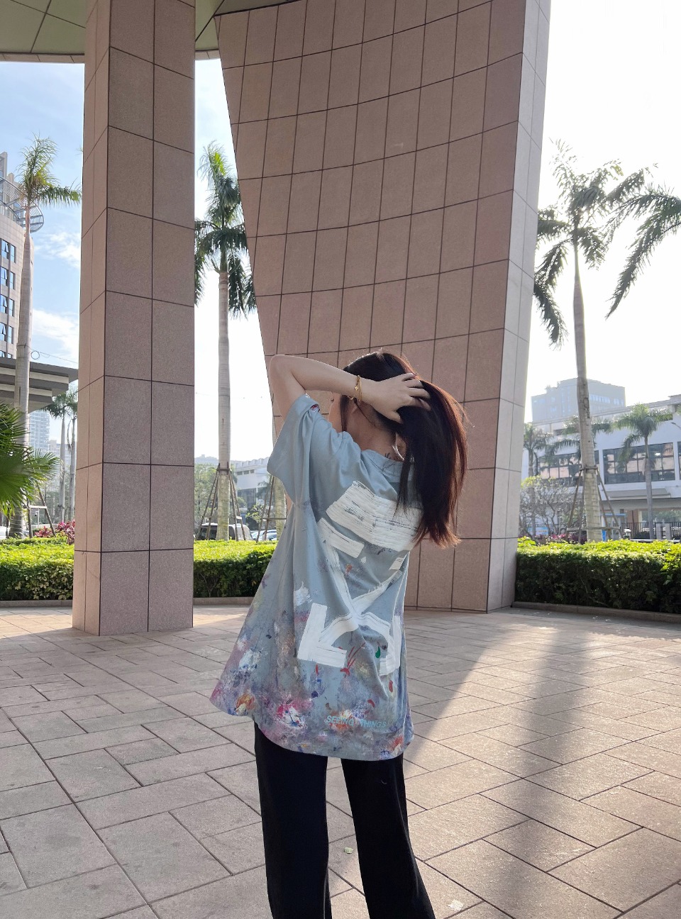 Off White C O Virgil Galaxy Fireworks Splatter Arrows Print Short Sleeve T Shirt &ndash; Image 8