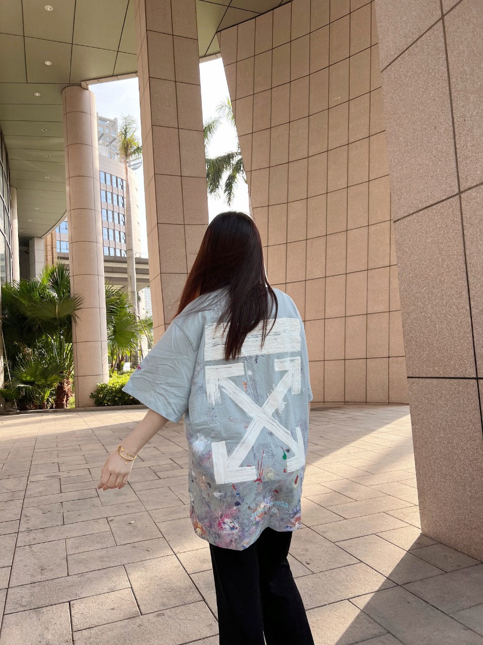 Off White C O Virgil Galaxy Fireworks Splatter Arrows Print Short Sleeve T Shirt &ndash; Image 9