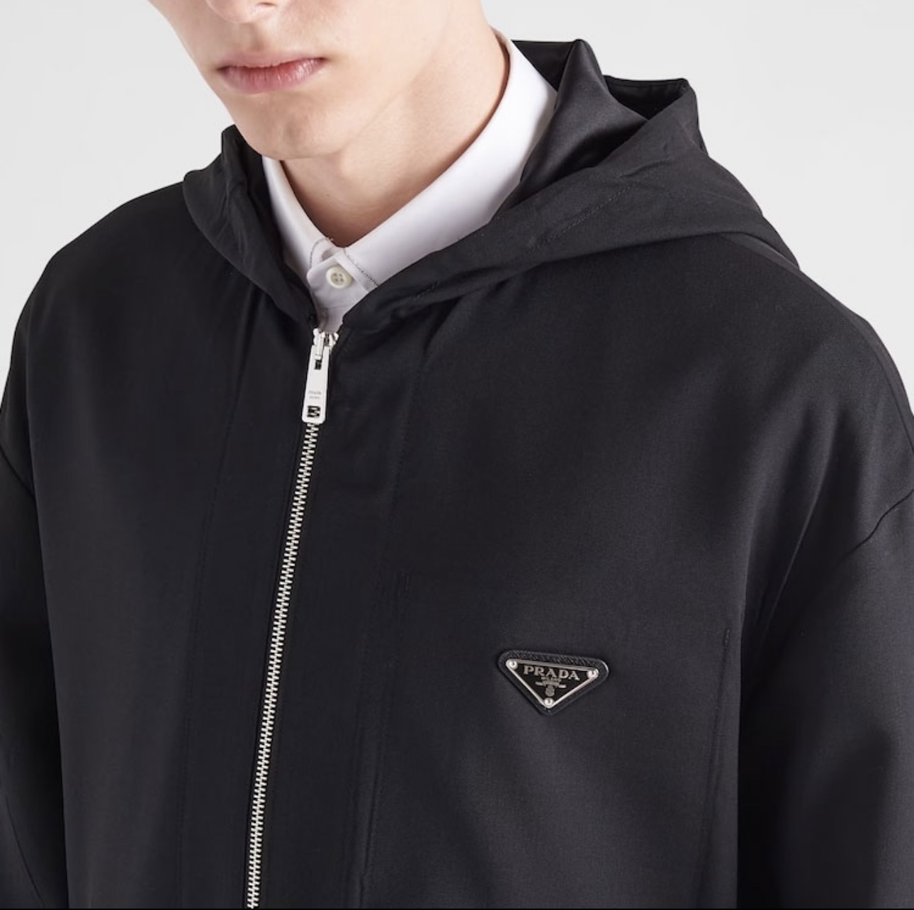 Prada Triangle Logo Patchwork Zip Up Hooded Jacket &ndash; Image 2