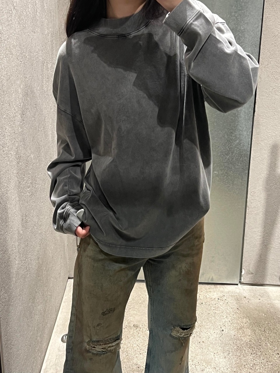 Acne Studios Back Transparent Logo Washed Long Sleeve Shirt – Image 2 Acne Studios Back Transparent Logo Washed Long Sleeve Shirt – Image 2