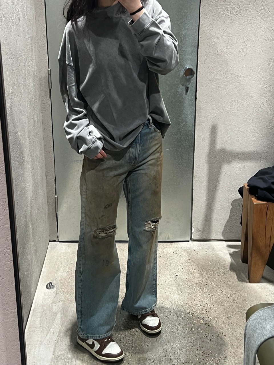 Acne Studios Back Transparent Logo Washed Long Sleeve Shirt – Image 1 Acne Studios Back Transparent Logo Washed Long Sleeve Shirt – Image 1
