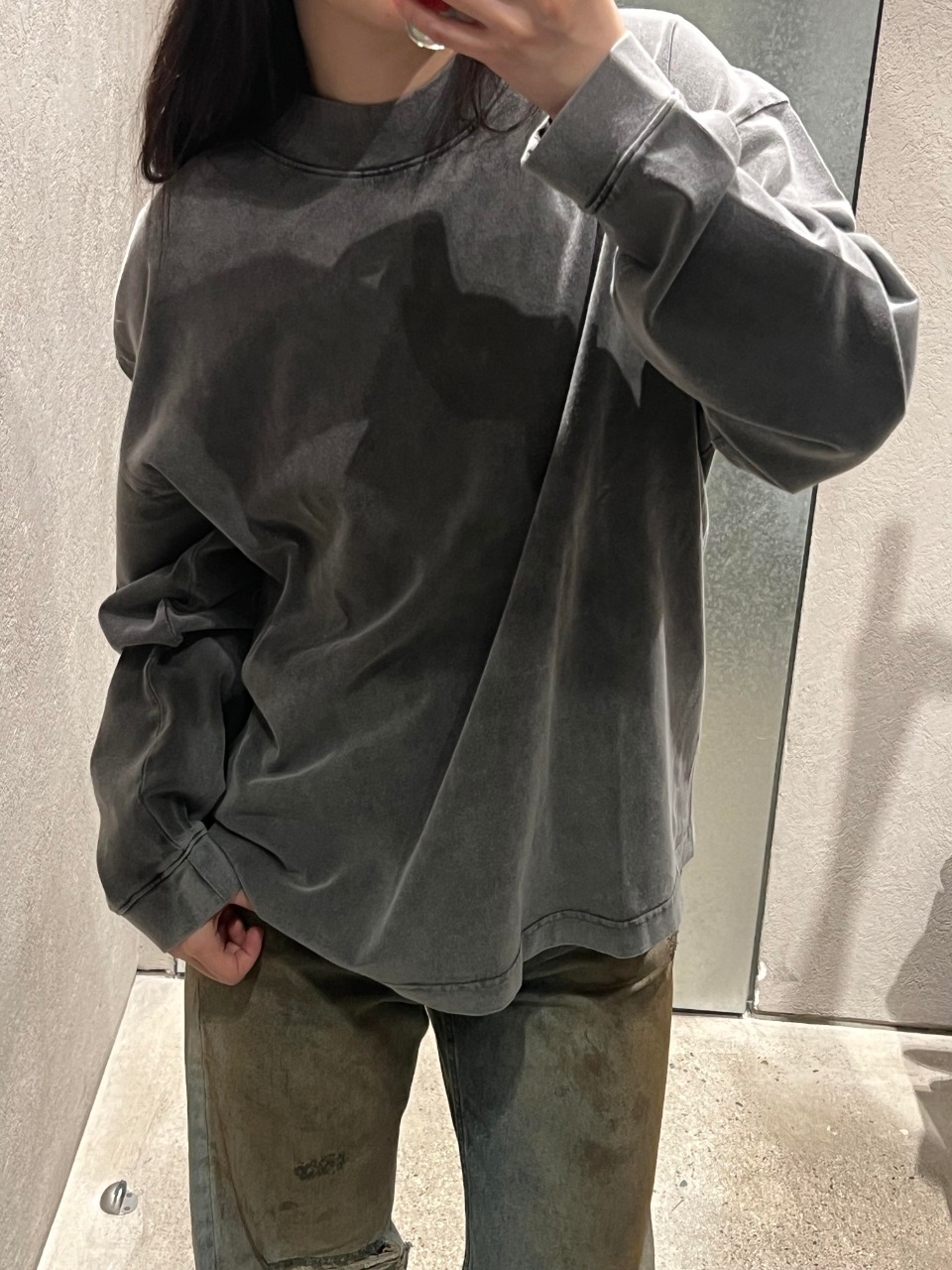 Acne Studios Back Transparent Logo Washed Long Sleeve Shirt – Image 3 Acne Studios Back Transparent Logo Washed Long Sleeve Shirt – Image 3