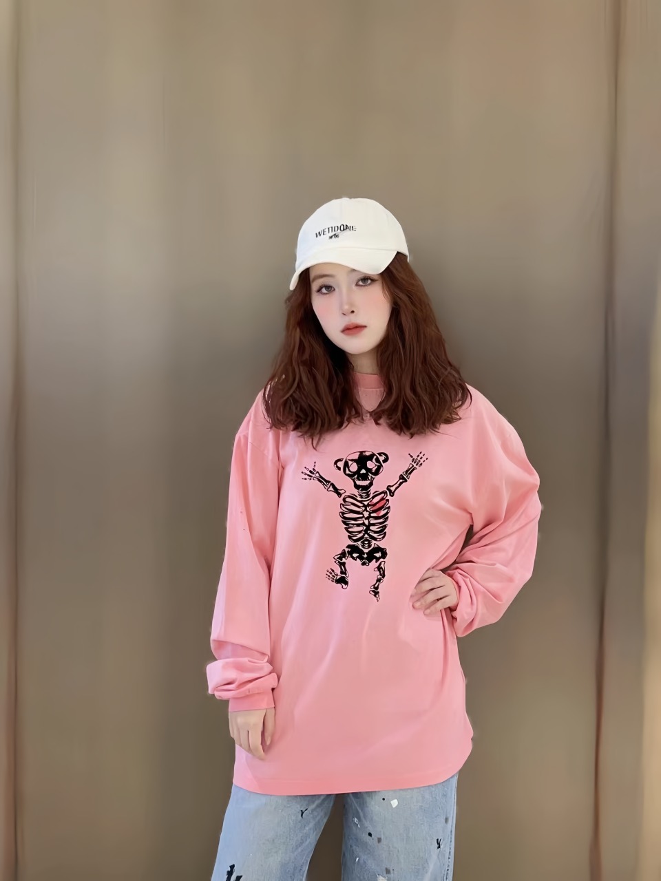 We11Done Skeleton Raised Hands Bear Print Shirt Pink &ndash; Image 3
